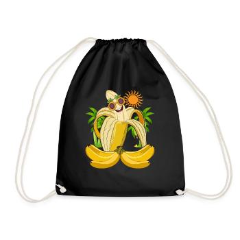 Summer Palm Sunglasses Fruit Gift Banana - Drawstring Bag - black - Front