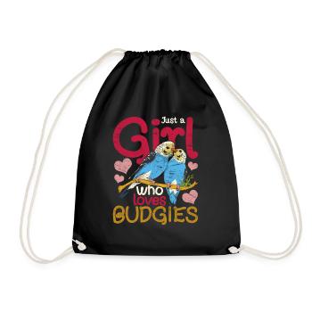 Bird Lover Animal Girl Gift Budgie - Drawstring Bag - black - Front