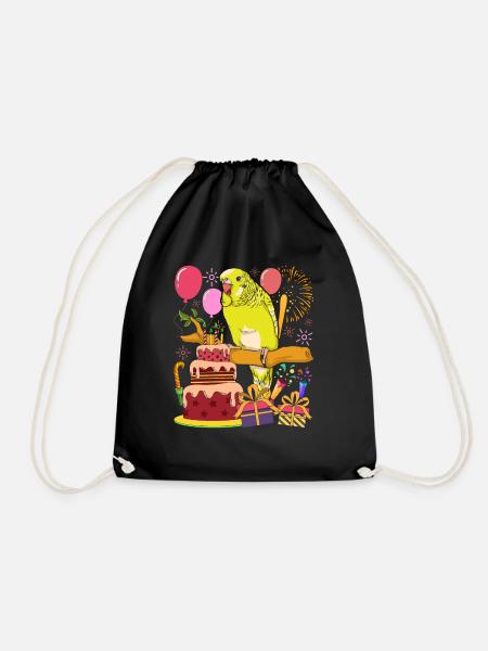 Vogel Tier Geburtstag Geschenk Wellensittich - Turnbeutel - Schwarz