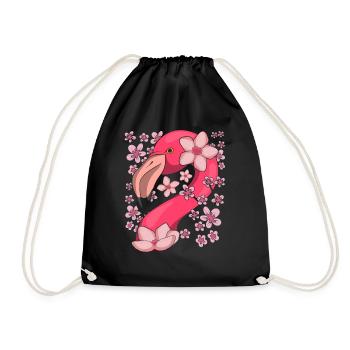 Sakura Rosa Vogel Geschenk Kirschblüten Flamingo - Turnbeutel - Schwarz - Vorne
