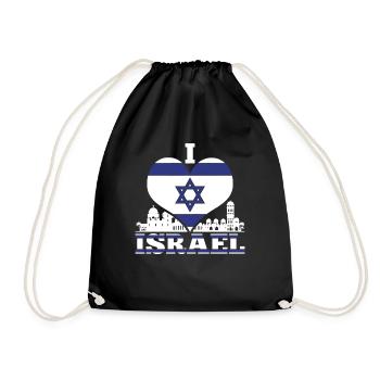 Israelische Flagge Herz Israeli Geschenk Israel - Turnbeutel - Schwarz - Vorne