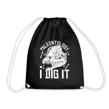 Dino Paleontologist Gift Funny Paleontology - Drawstring Bag - black - Front
