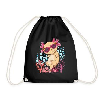 Schwanzlurch Coole Sonnenbrille Geschenk Axolotl - Turnbeutel - Schwarz - Vorne