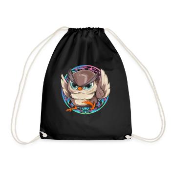 Bird Lover Forest Animal Gift Funny Owl - Drawstring Bag - black - Front