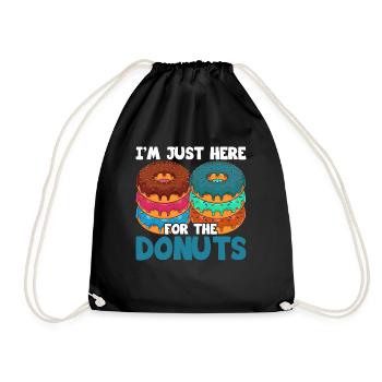Süßigkeiten Streusel Donut Geschenk Lustiges Donut - Turnbeutel - Schwarz - Vorne