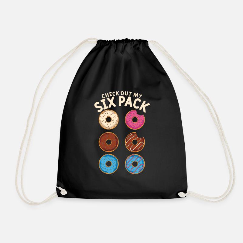 Candy Sixpack Snack Gift Funny Donuts - Drawstring Bag - black