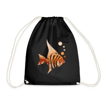 Animal Sunset Nature Fishing Gift Fish - Drawstring Bag - black - Front