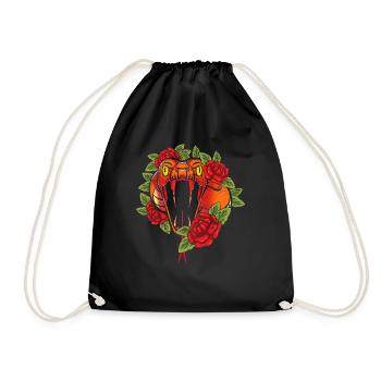 Roses Predator Gift Flowers Reptile Snake - Drawstring Bag - black - Front