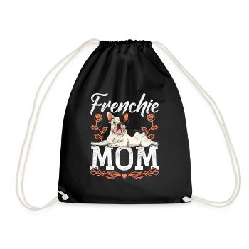 Hund Frenchie Mama Geschenk Französische Bulldogge - Turnbeutel - Schwarz - Vorne