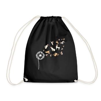 Dog Gift Dandelion French Bulldog - Drawstring Bag - black - Front