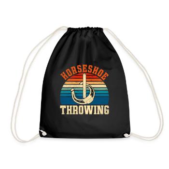 Hufeisen Werfer Geschenk Retro Pferde Hufeisen - Turnbeutel - Schwarz - Vorne