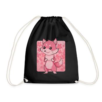 Habitant de la forêt Cadeau animal de forêt Fleur Kawaii Renard - Sac de sport léger - noir - Devant