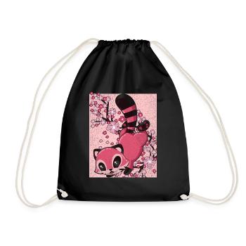 Sakura Zoo Tier Kirschblüten Kawaii Roter Panda - Turnbeutel - Schwarz - Vorne