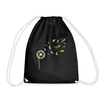 Pusteblume Ornithologe Vogel Geschenk Sittich - Turnbeutel - Schwarz - Vorne