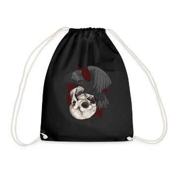 Black Bird Crow Gift Skull Raven - Drawstring Bag - black - Front