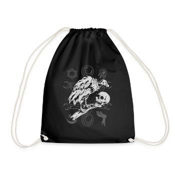 Greifvogel Geschenk Okkultismus Totenkopf Geier - Turnbeutel - Schwarz - Vorne
