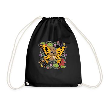 Wald Nagetier Geschenk Schmetterling Eichhörnchen - Turnbeutel - Schwarz - Vorne