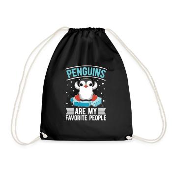 Antarctica Animal Zoo Bird Gift Funny Penguin - Drawstring Bag - black - Front