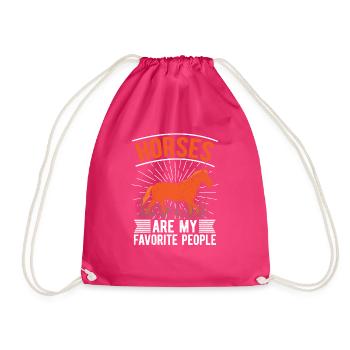 Horses are my dearest people Riding Horse - Drawstring Bag - fuchsia - Front