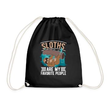 Tropical Zoo Animal Gift Funny Sloth - Drawstring Bag - black - Front