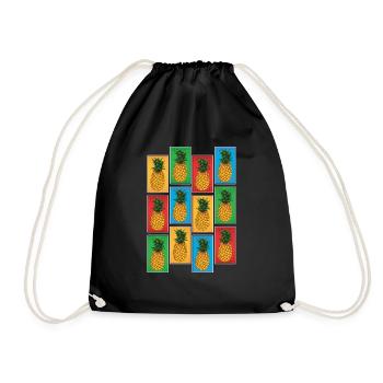 Exotic Fruit Fruit Gift Pop Art Pineapple - Drawstring Bag - black - Front