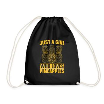 Tropical Fruit Fruit Girl Gift Pineapple - Drawstring Bag - black - Front