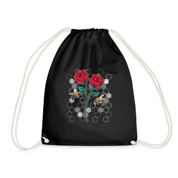 Jardin botanique Floral Cadeau Abeille Rose - Sac de sport léger - noir - Devant
