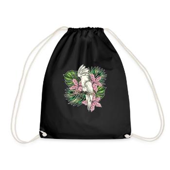 Perroquet Tropical Floral cadeau oiseau cacatoès - Sac de sport léger - noir - Devant