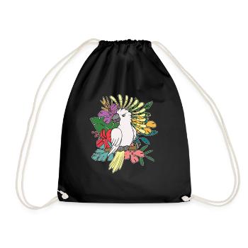 Amoureux des oiseaux Floral perroquet cadeau cacatoès - Sac de sport léger - noir - Devant