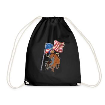 Drapeau des États-Unis chevaux texans cadeau Lariat Cowboy - Sac de sport léger - noir - Devant