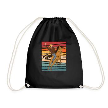 Retro Cowboy - Drawstring Bag - black - Front