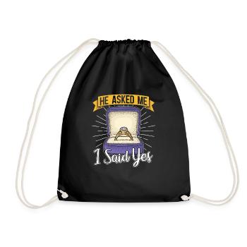 Marriage Proposal Couple Fiancée Gift Engagement - Drawstring Bag - black - Front
