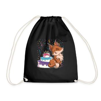 Woodland Creature Birthday Party Gift Fox - Drawstring Bag - black - Front
