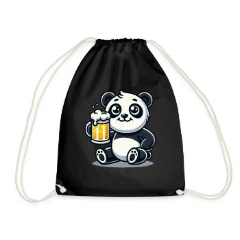 Cute Panda Drinking Beer - Turnbeutel - Schwarz - Vorne