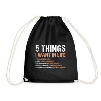5 choses que je veux dans la vie Yorkshire Terrier - Sac de sport léger - noir - Devant