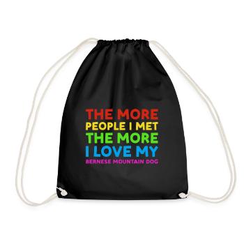 People I Met I Love Bernese Mountain Dog - Drawstring Bag - black - Front
