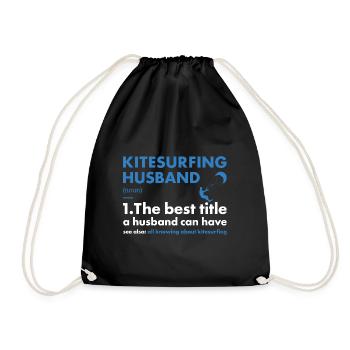 Sport Husband Kitesurfing - Drawstring Bag - black - Front