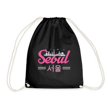 Kpop K-Pop Korea Korean Seoul Hallyu K-drama - Drawstring Bag - black - Front