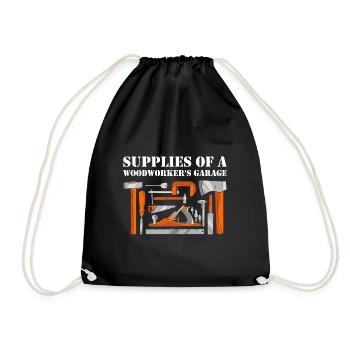 Supplies Of A Woodworker's Garage Woodworking - Drawstring Bag - black - Front