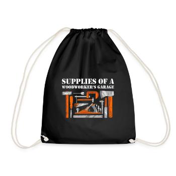 Supplies Of A Woodworker's Garage Woodworking - Drawstring Bag - black - Front