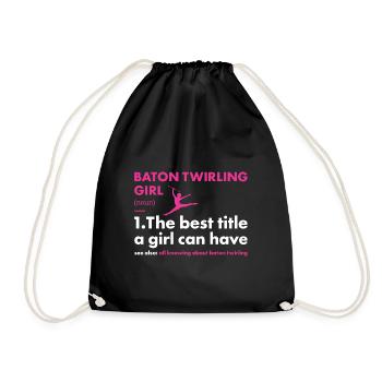 Baton Twirler Girl Definition Baton Twirling - Drawstring Bag - black - Front