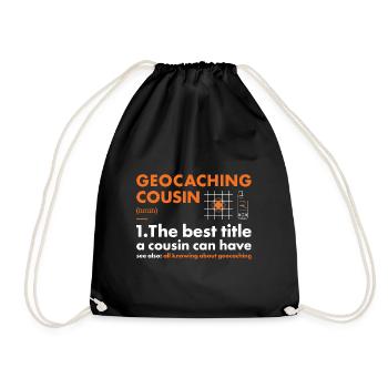 Geocacher Cousin Definition Geocaching - Turnbeutel - Schwarz - Vorne