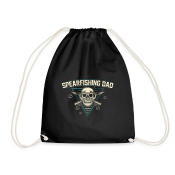 Speerfischen Vater | Geschenkidee für Speerfischer - Turnbeutel - Schwarz - Vorne