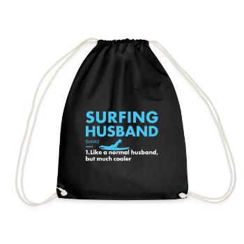 Sport Husband Surfing - Drawstring Bag - black - Front