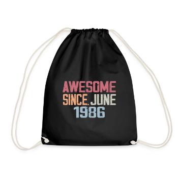 June 1986 June Retro June 1986 Birthday Gift - Drawstring Bag - black - Front