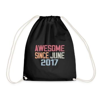 June 2017 June Retro June 2017 Birthday Gift - Drawstring Bag - black - Front