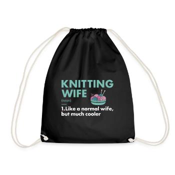Knitter Wife Definition Knitting - Drawstring Bag - black - Front