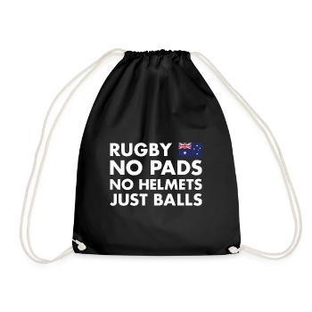 No Pads No Helmets Just Balls Australia Rugby - Drawstring Bag - black - Front