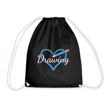 Drawer Heart Drawing - Turnbeutel - Schwarz - Vorne