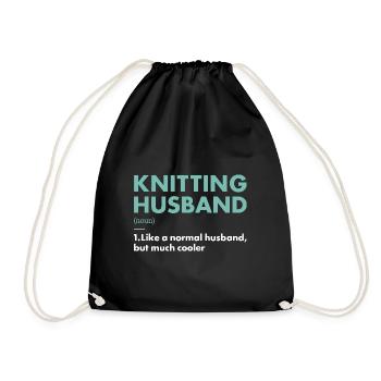 Knitter Husband Definition Knitting - Drawstring Bag - black - Front